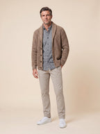 Max comfortable men's cardigan in brown, front view