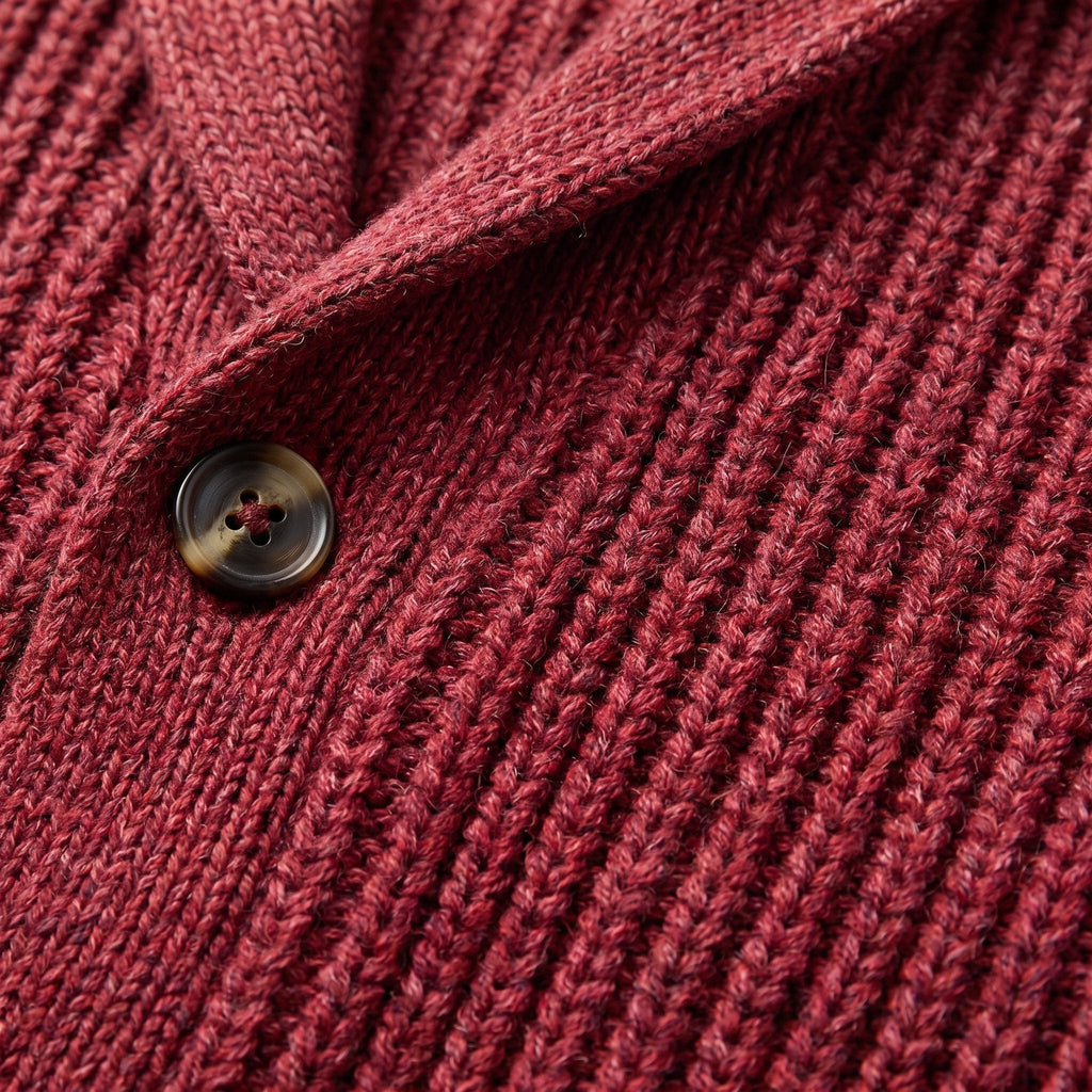 Max comfortable men's cardigan, chunky rib knit fabric detail