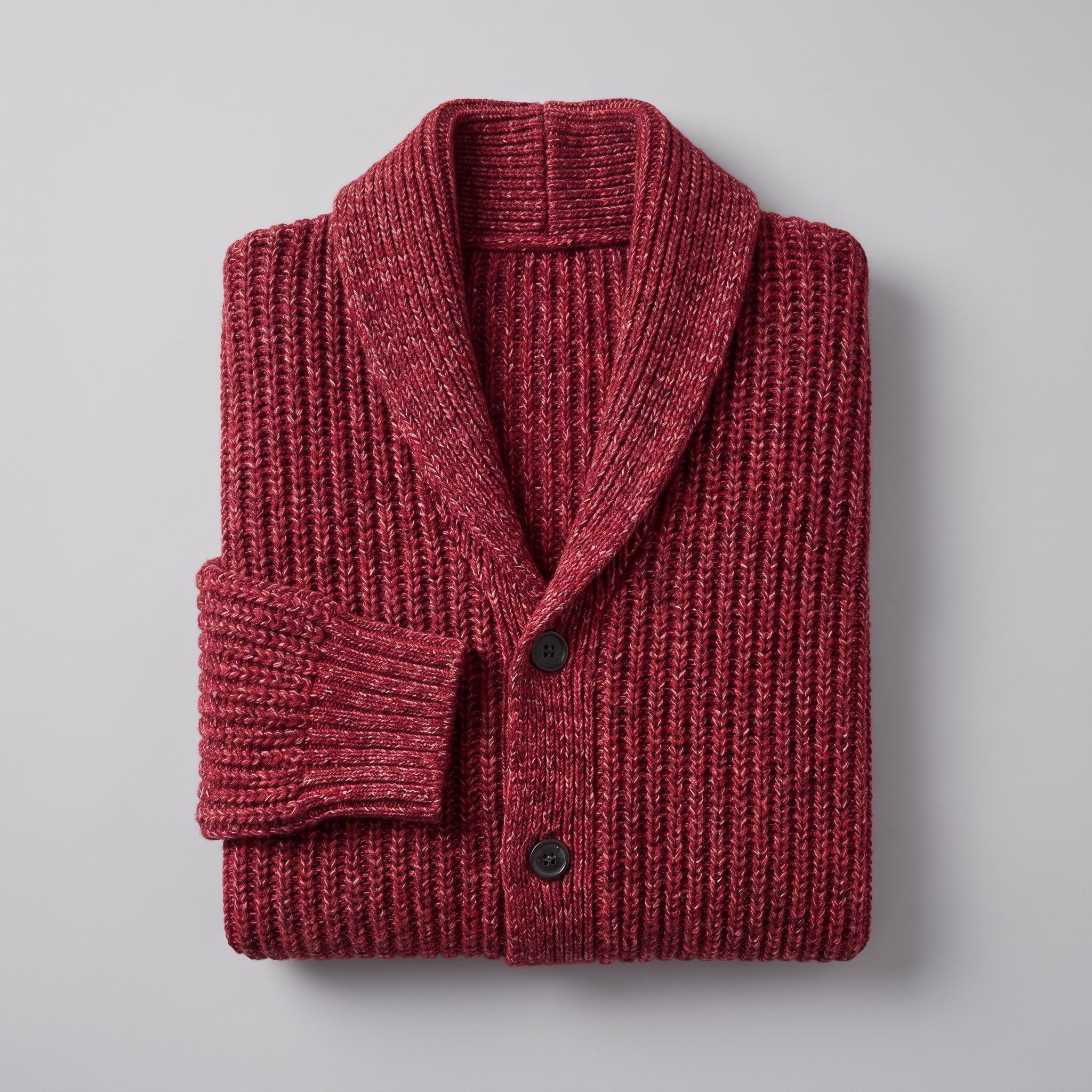 Max comfortable men's cardigan, folded flat-lay product photo