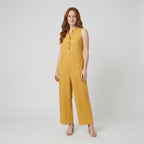 Mila linen jumpsuit yellow front