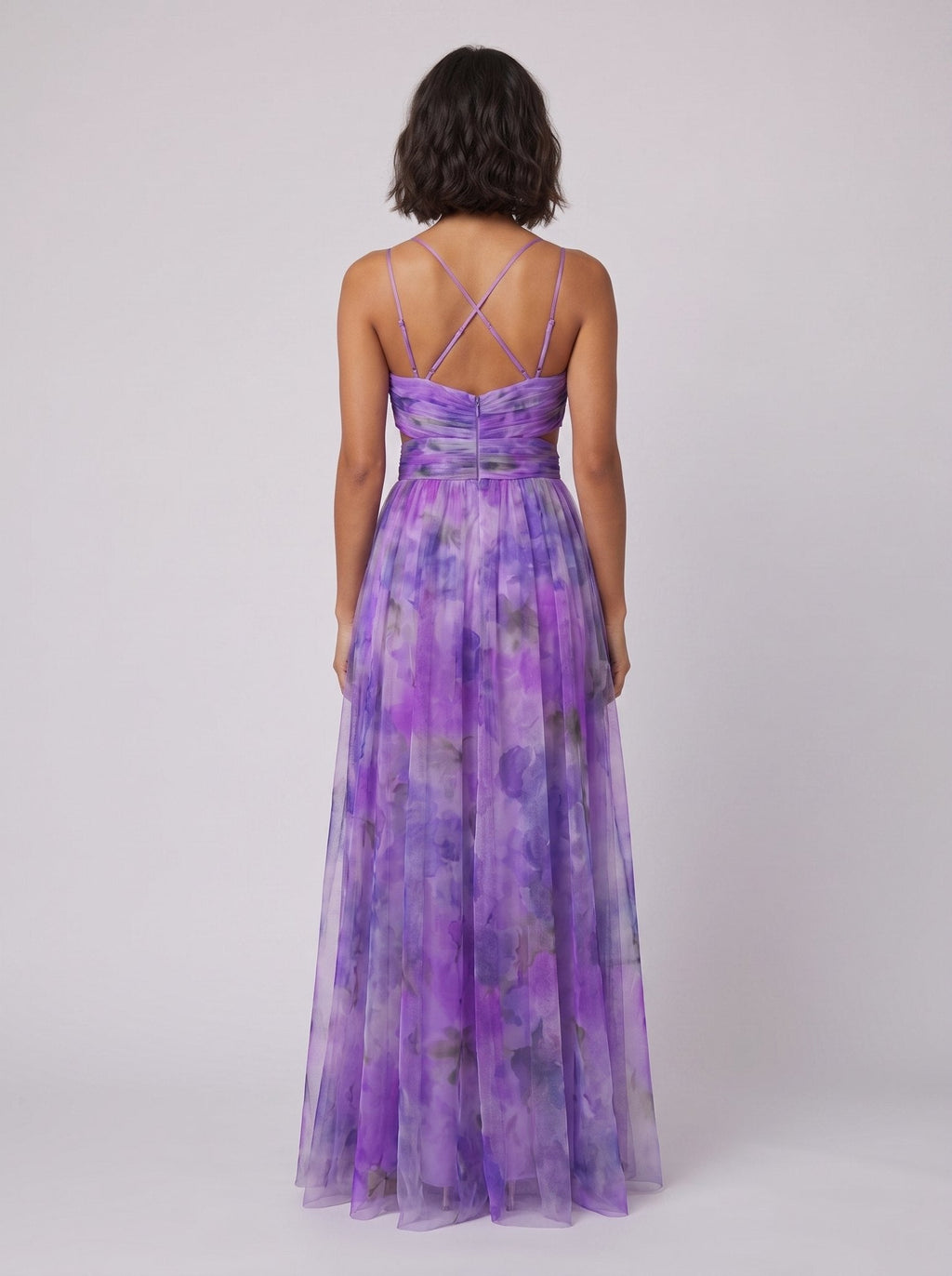 Mira floral summer dress violet back view
