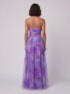 Mira floral summer dress violet back view