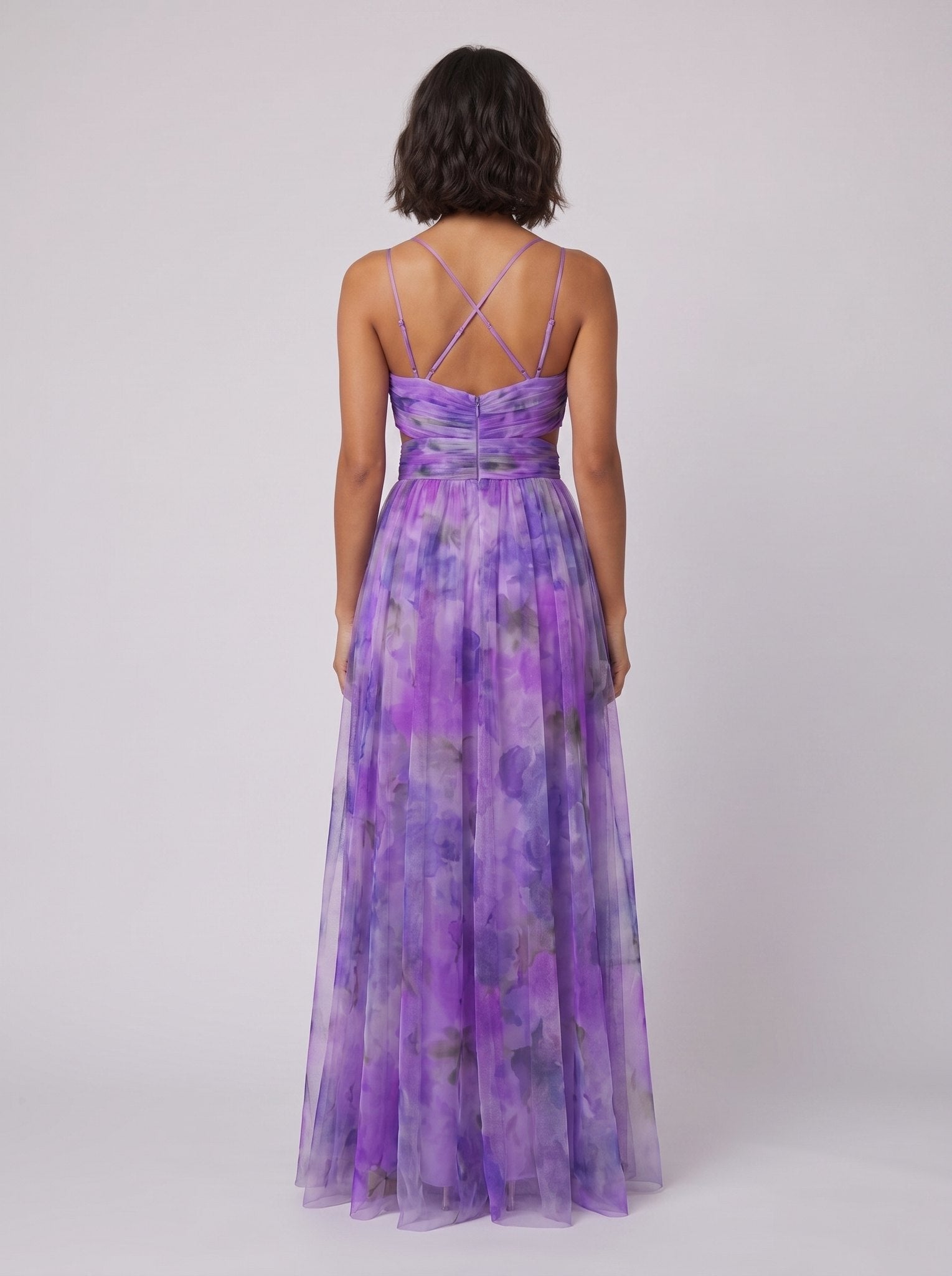 Mira floral summer dress violet back view