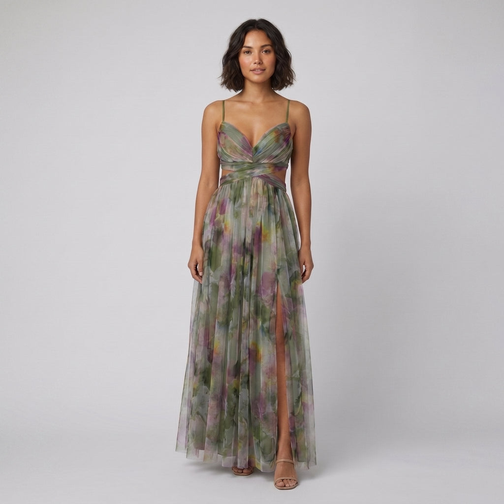 Mira floral summer dress green