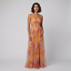 Mira floral summer dress orange