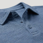 Mosaic slate-blue pique fabric and collar close-up