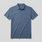 Mosaic men's slate-blue polo shirt flat lay