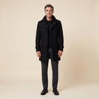 Nelson wool-blend overcoat, black