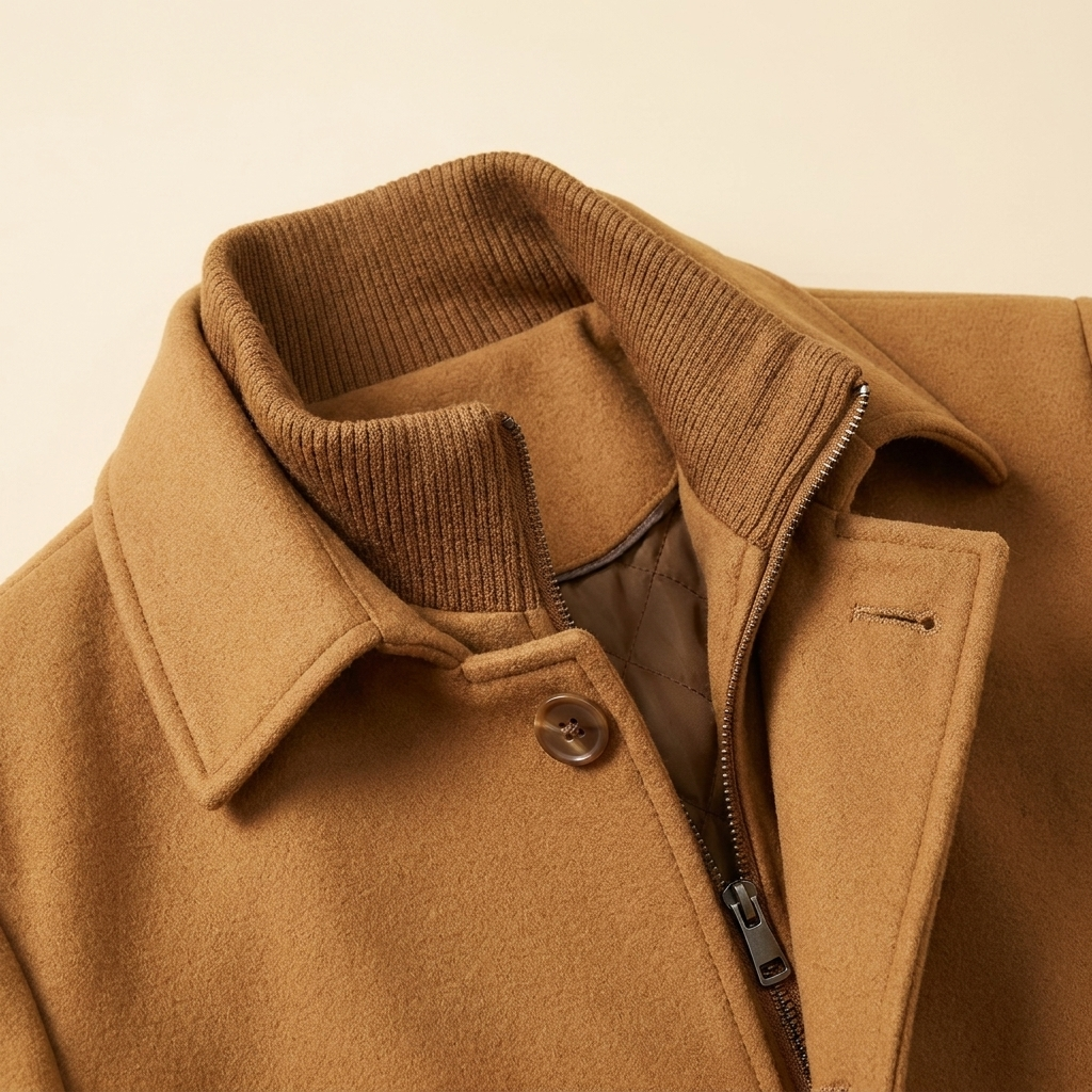 Nelson wool-blend overcoat, collar detail