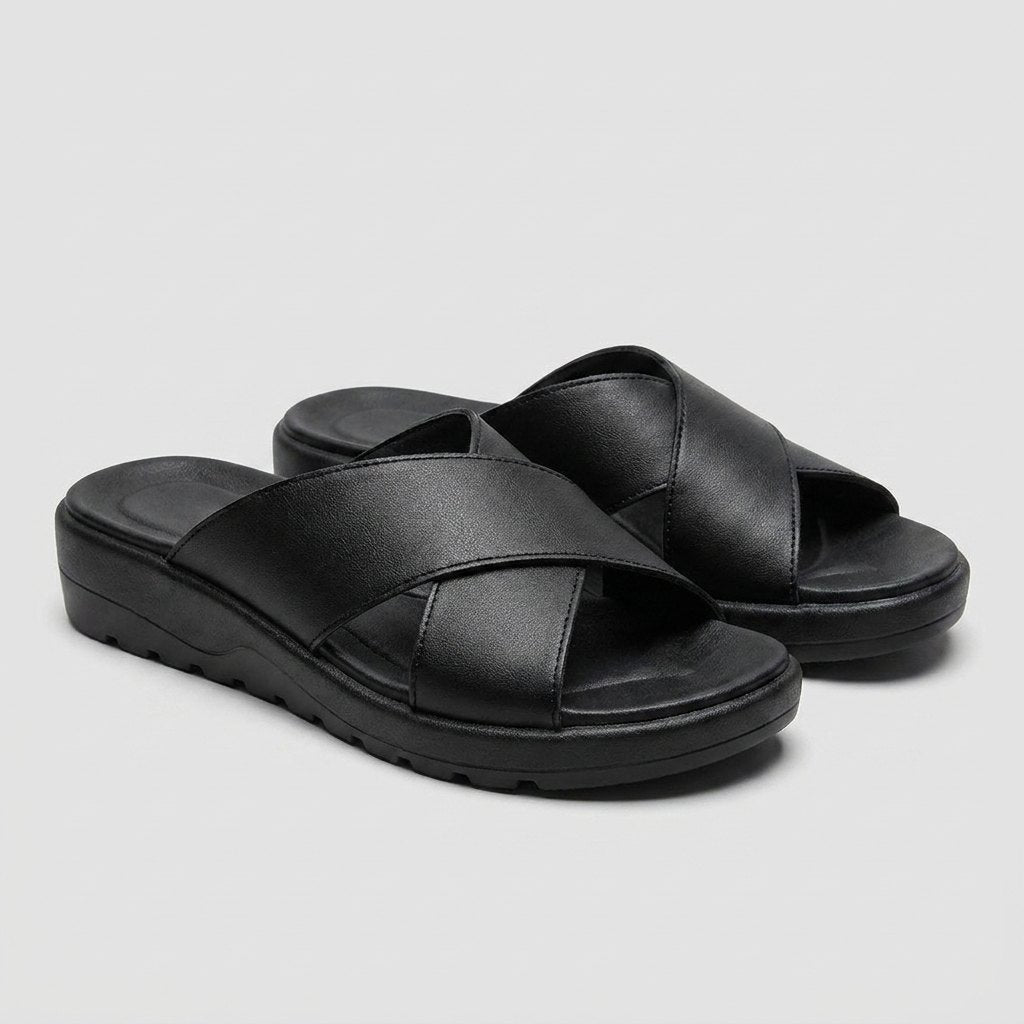 Nicolette orthopedic criss-cross sandals black