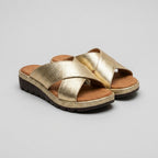 Nicolette orthopedic criss-cross sandals gold