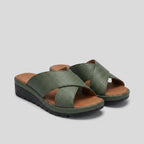 Nicolette orthopedic criss-cross sandals green
