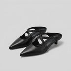 Palma women's pointed-toe criss-cross mules in black leather