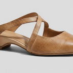 Palma mules leather and criss-cross strap detail