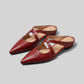 Palma women's pointed-toe criss-cross mules in red leather