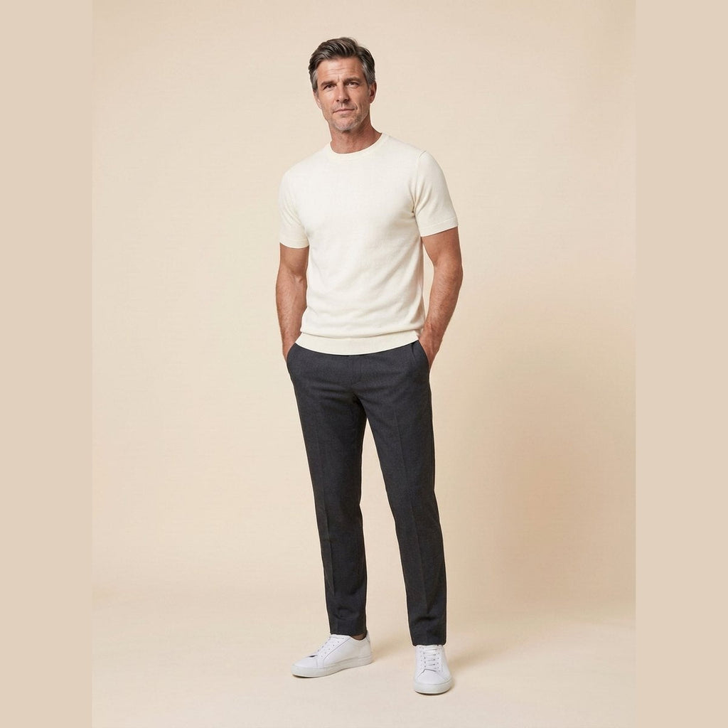 Pankov men's short-sleeve knit tee in cream