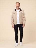 Salvador corduroy zip jacket beige on model