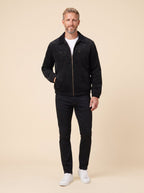 Salvador corduroy zip jacket black on model front