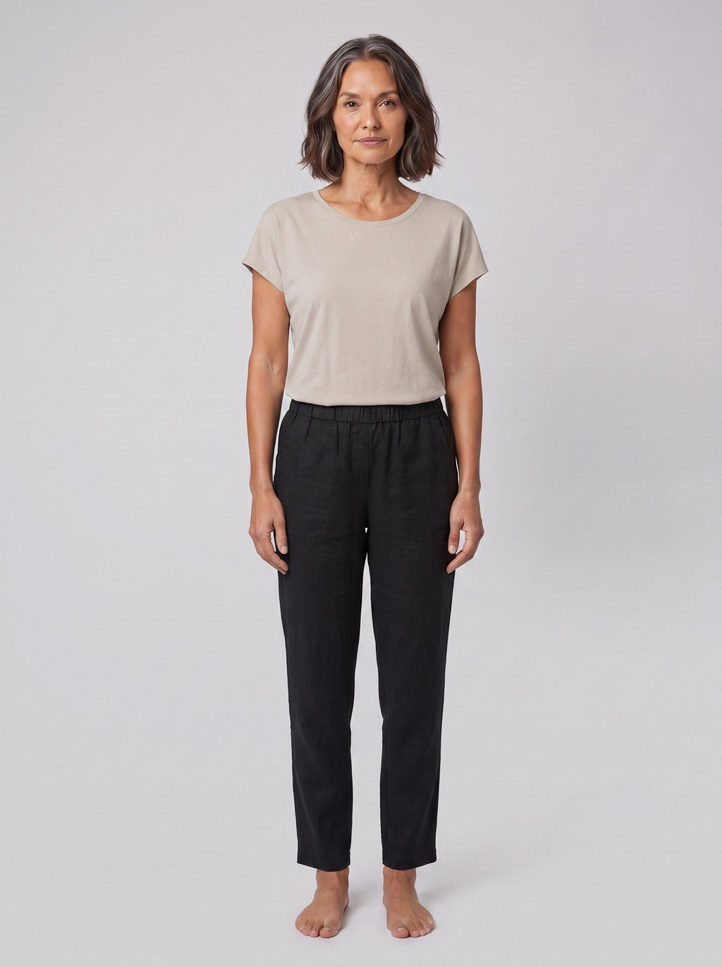 Sandara Coastal Breeze Trousers black, front view on model