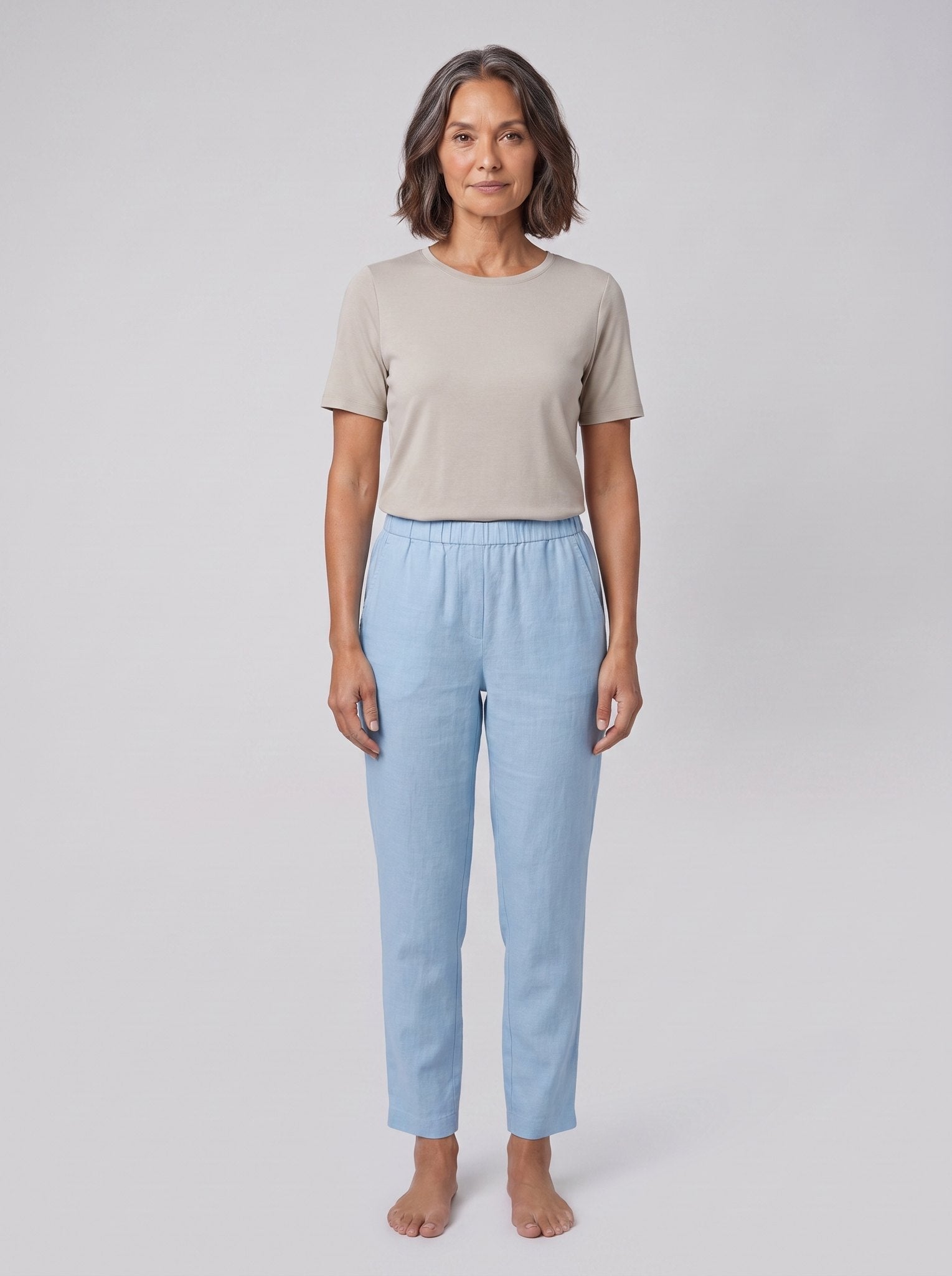 Sandara Coastal Breeze Trousers light blue, front view on model