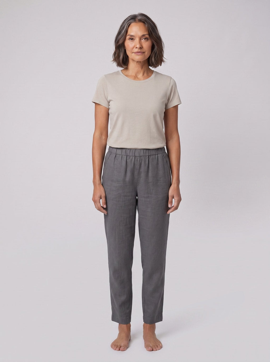 Sandara Coastal Breeze Trousers grey, front view on model