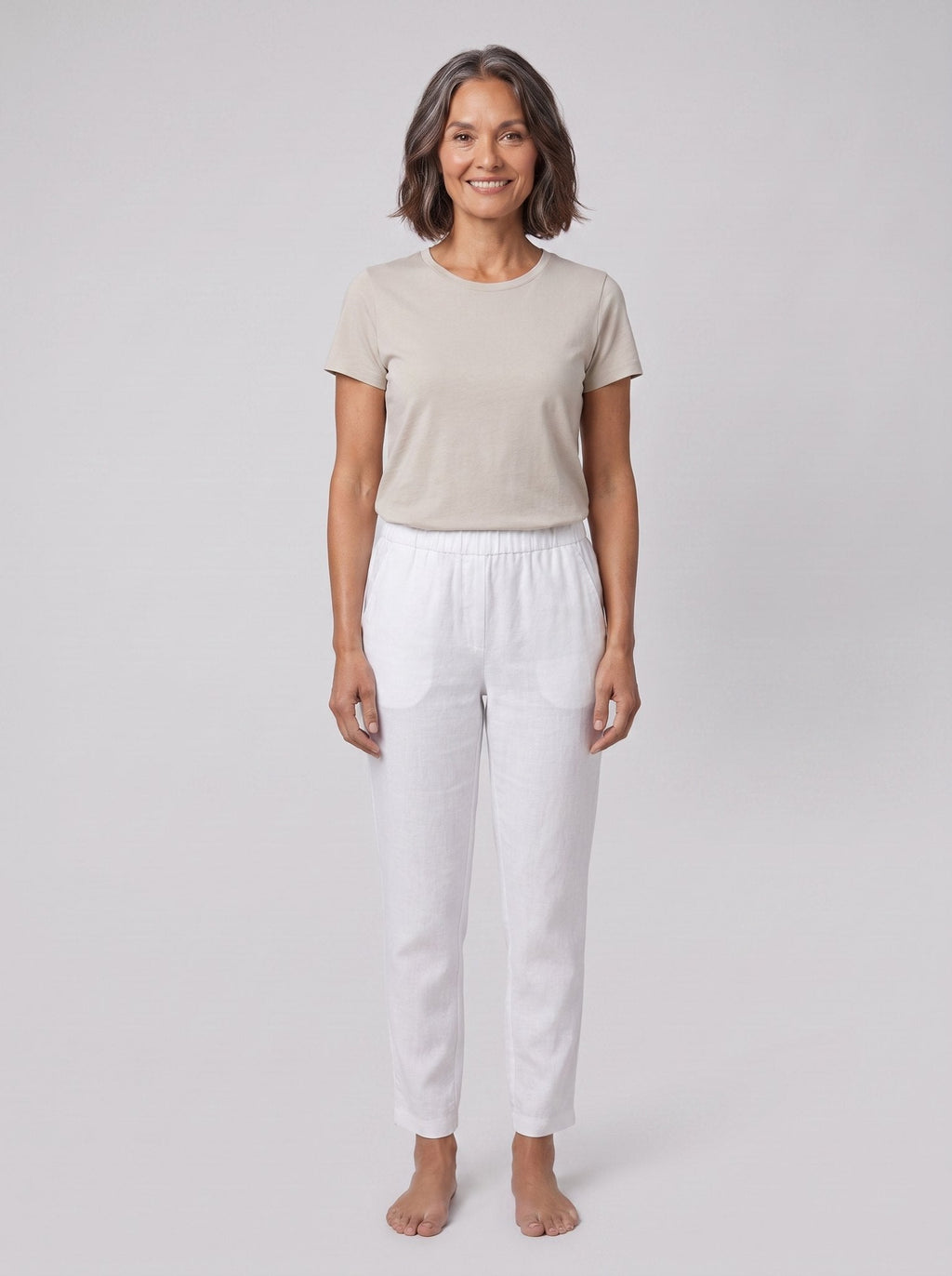 Sandara Coastal Breeze Trousers white, front view on model