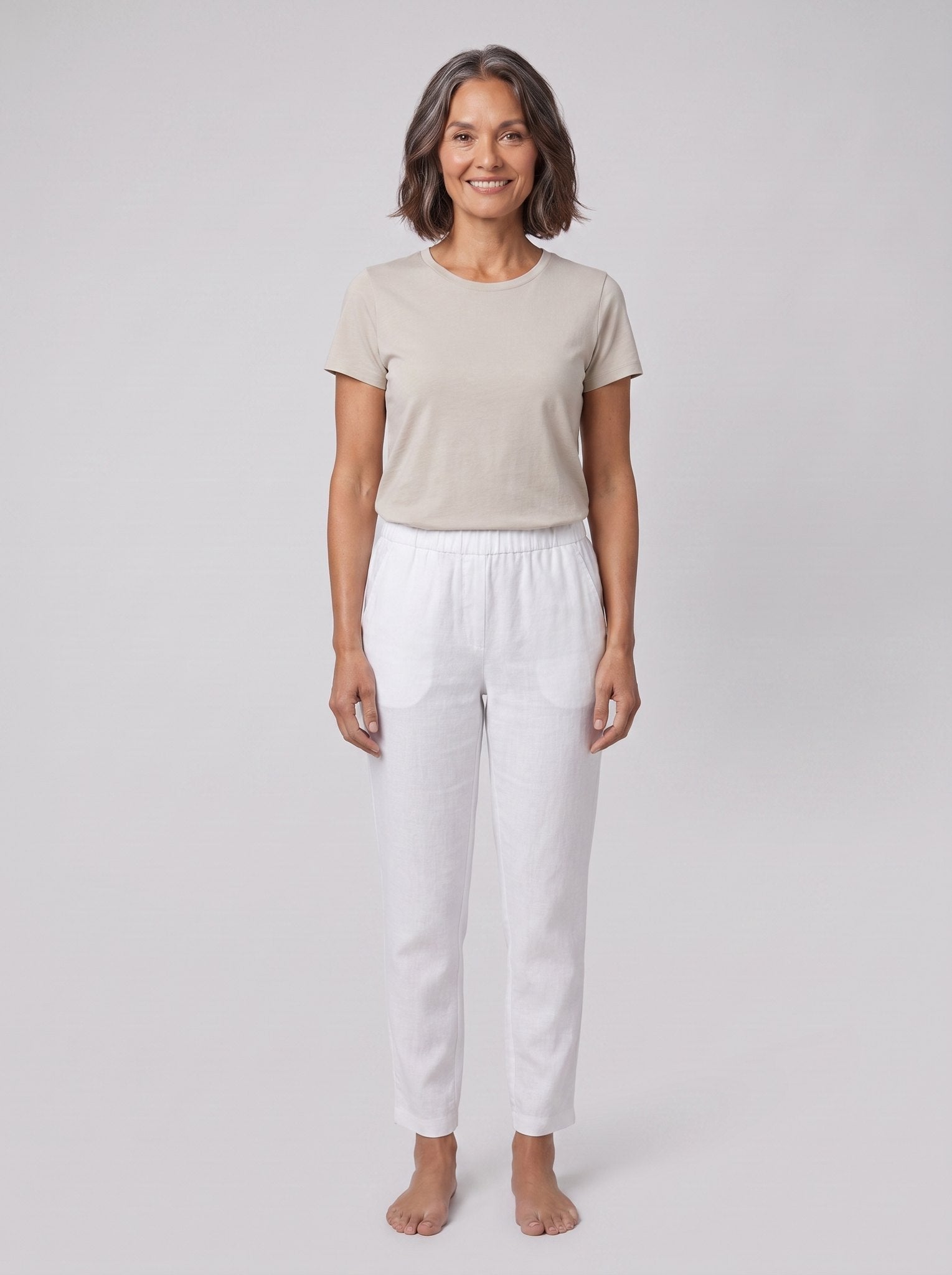 Sandara Coastal Breeze Trousers white, front view on model