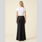 Satin maxi skirt black back