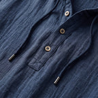 Seven hooded henley crinkle-cotton fabric close-up detail