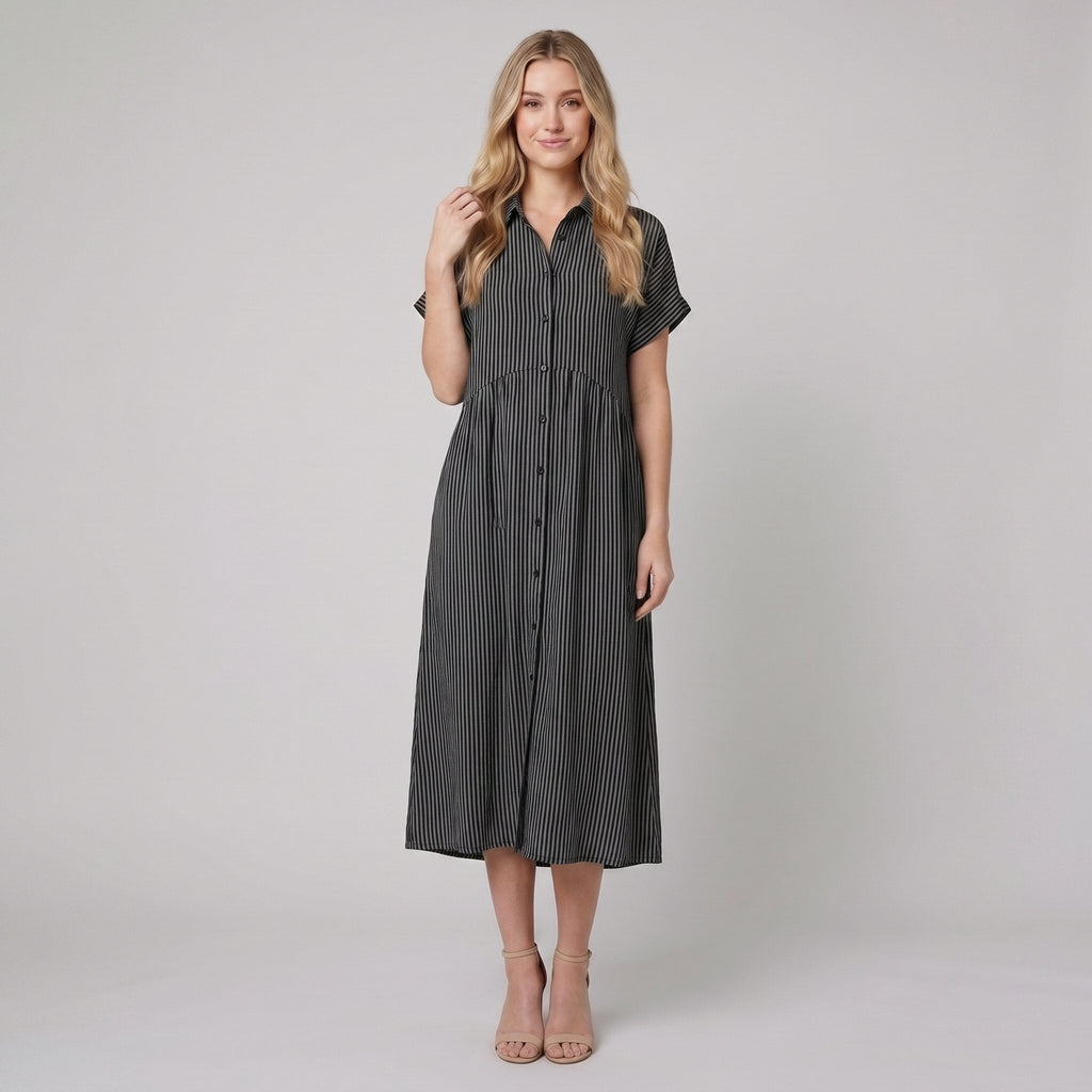 Sierra striped shirt dress black