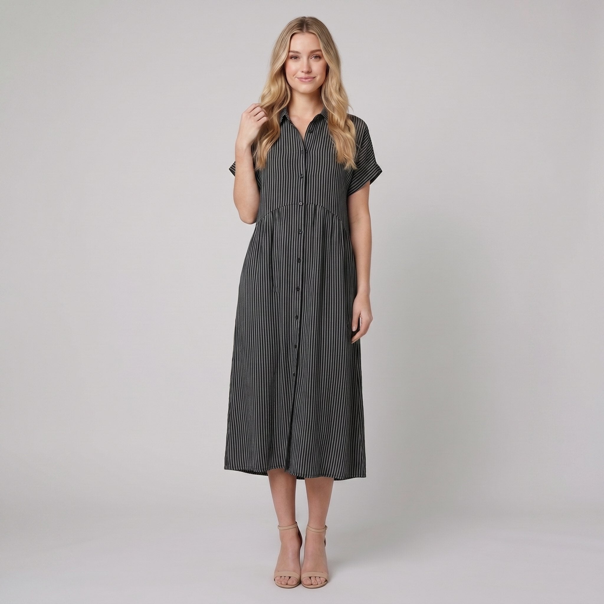 Sierra striped shirt dress black