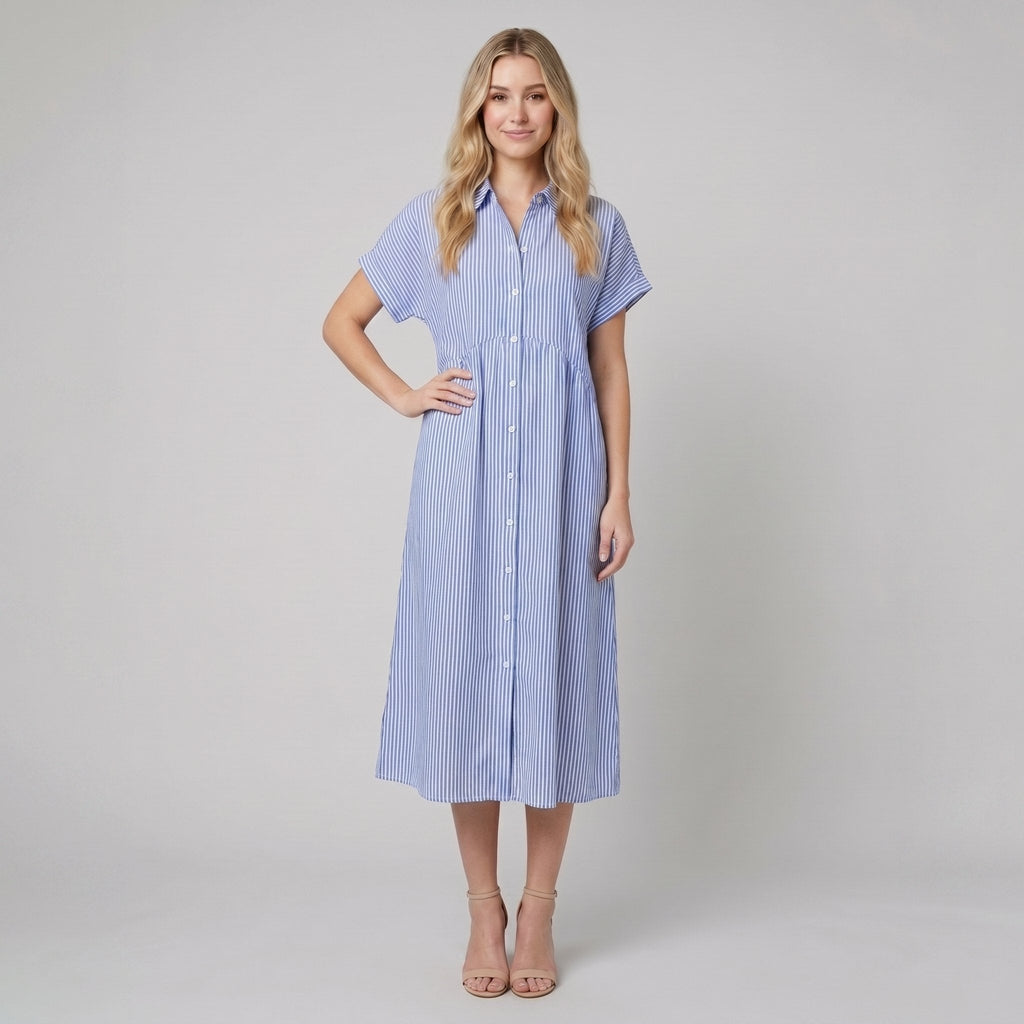 Sierra striped shirt dress blue