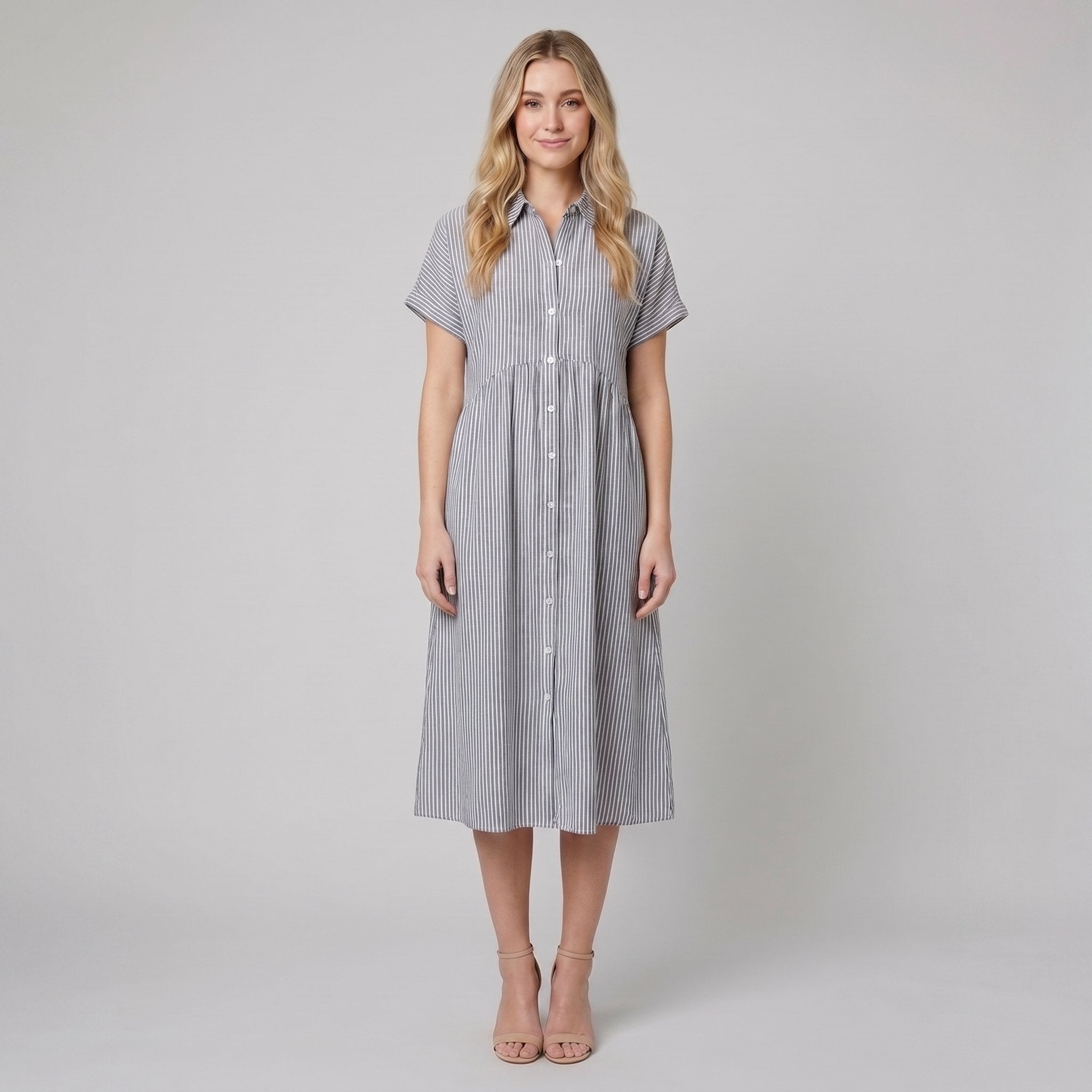 Sierra striped shirt dress gray