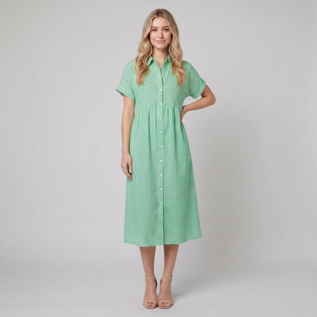 Sierra striped shirt dress green
