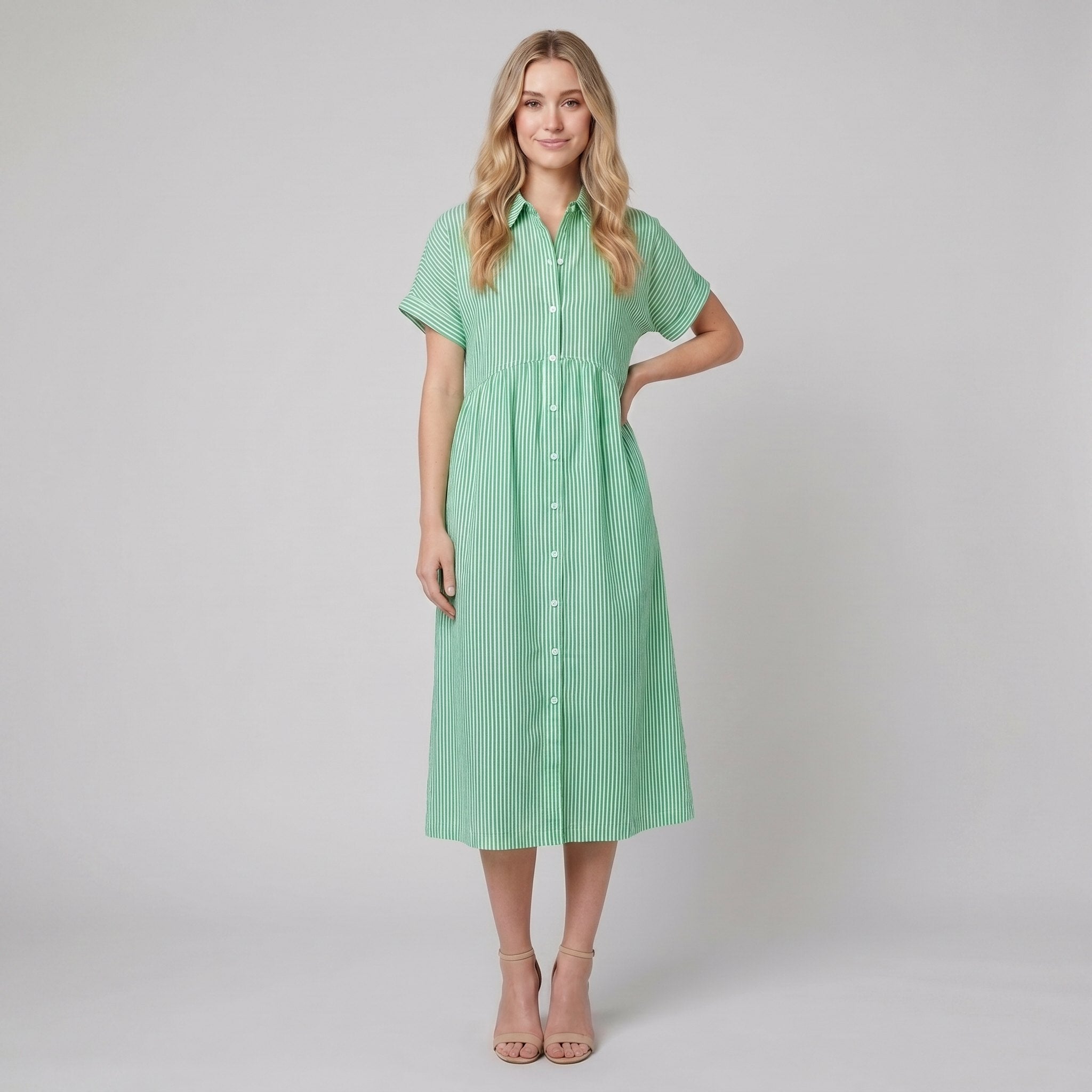Sierra striped shirt dress green