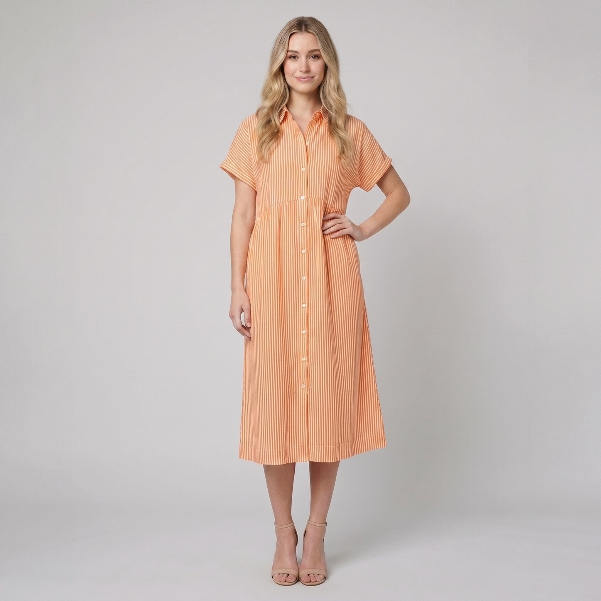 Sierra striped shirt dress orange