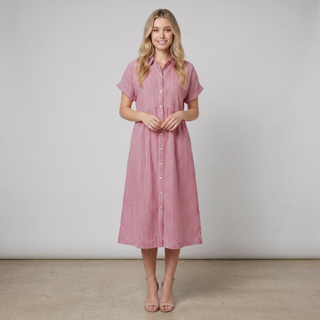 Sierra striped shirt dress red