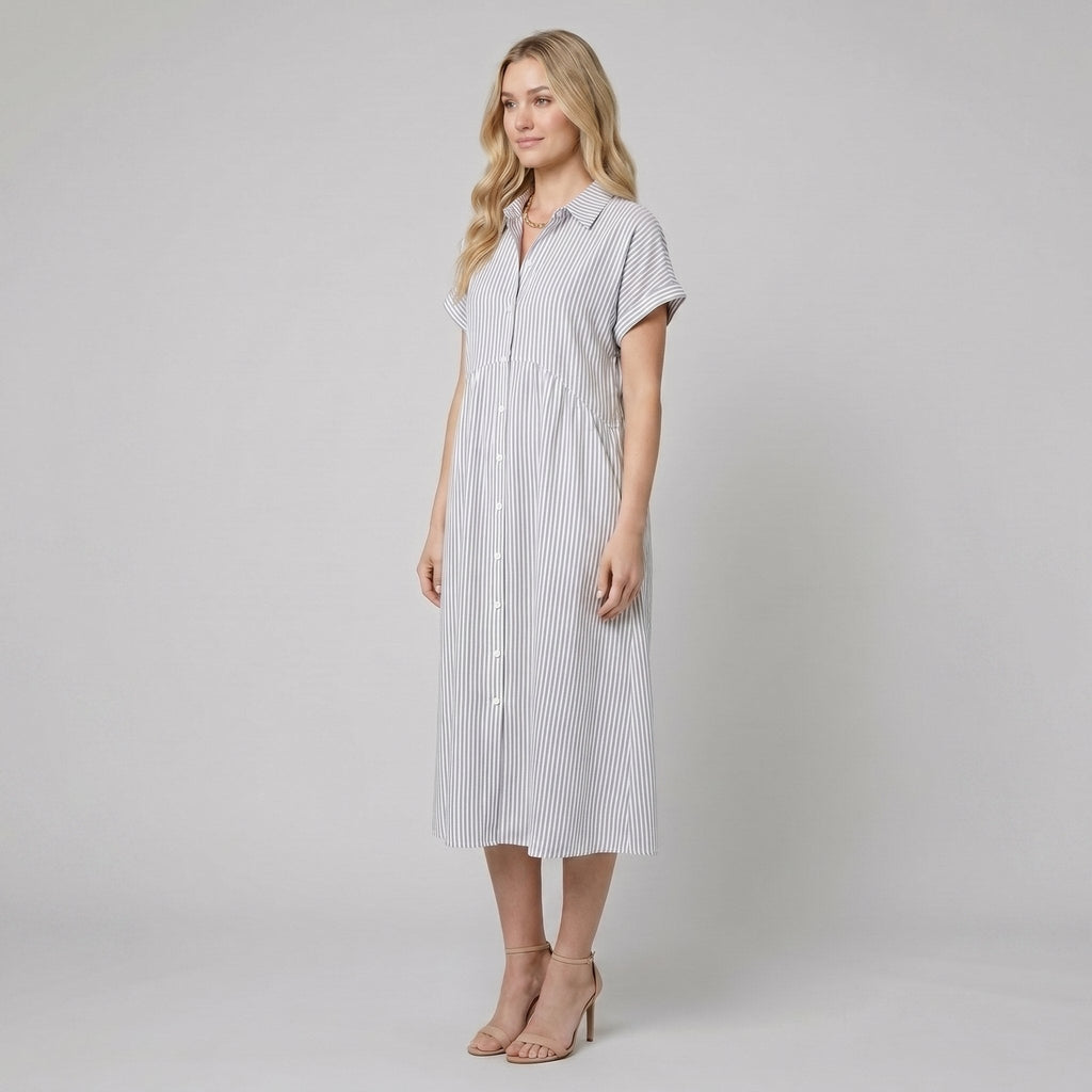 Sierra striped shirt dress white