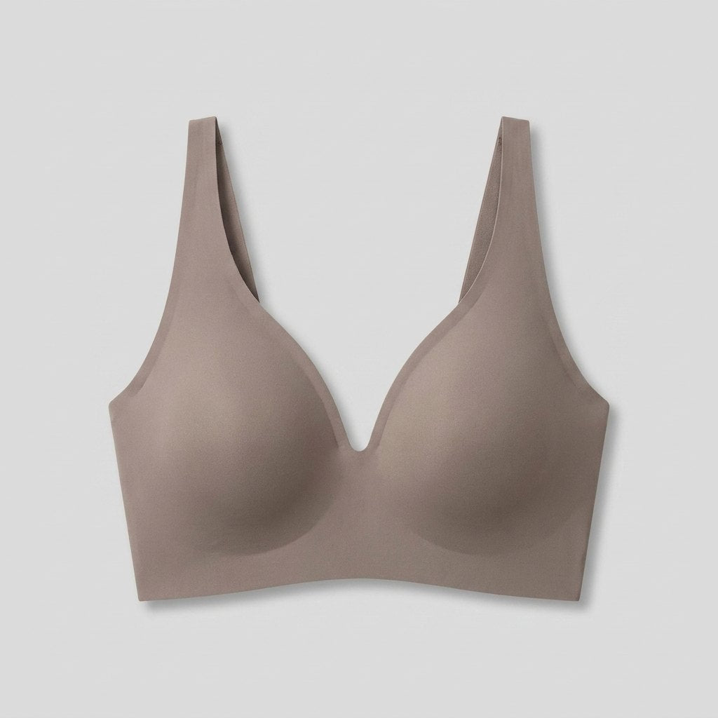 Sleek Deep V Bra Gray seamless wireless
