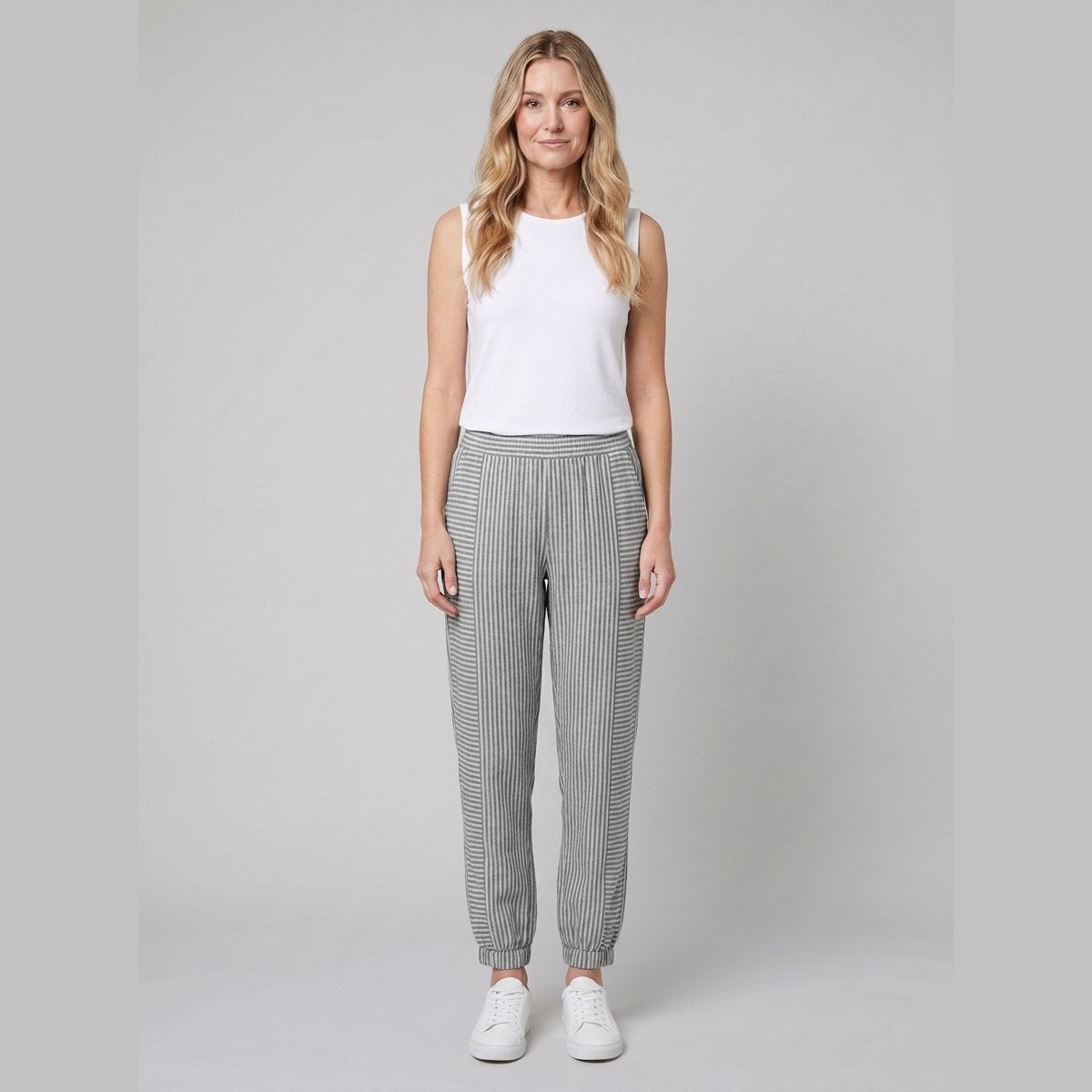 Sole Striped Trousers Gray on model