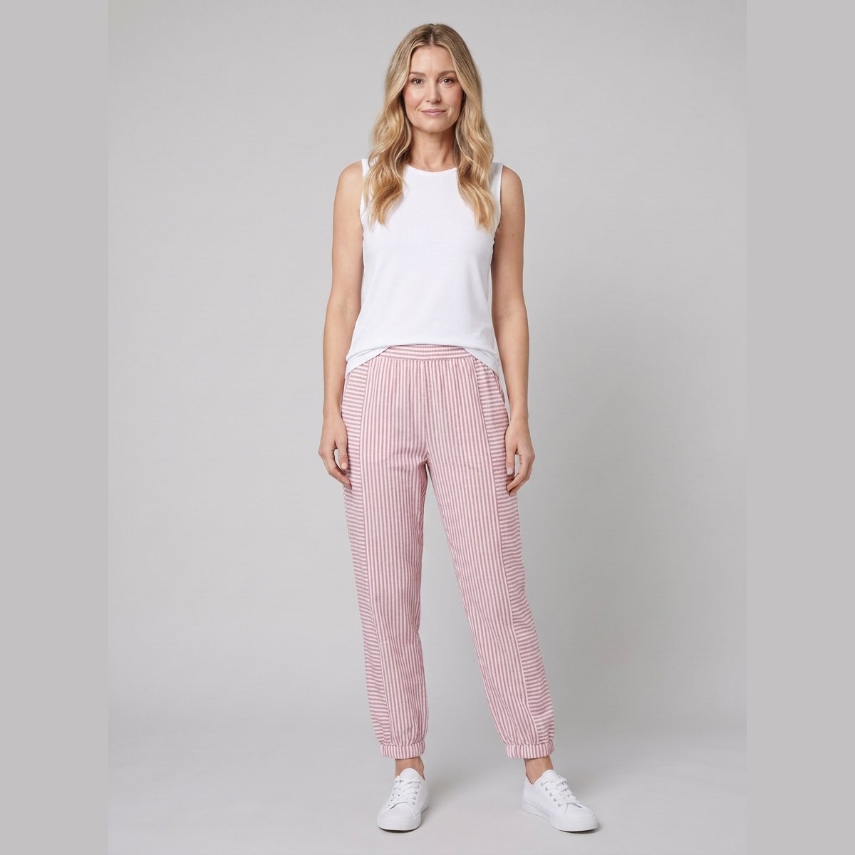 Sole Striped Trousers Pink on model