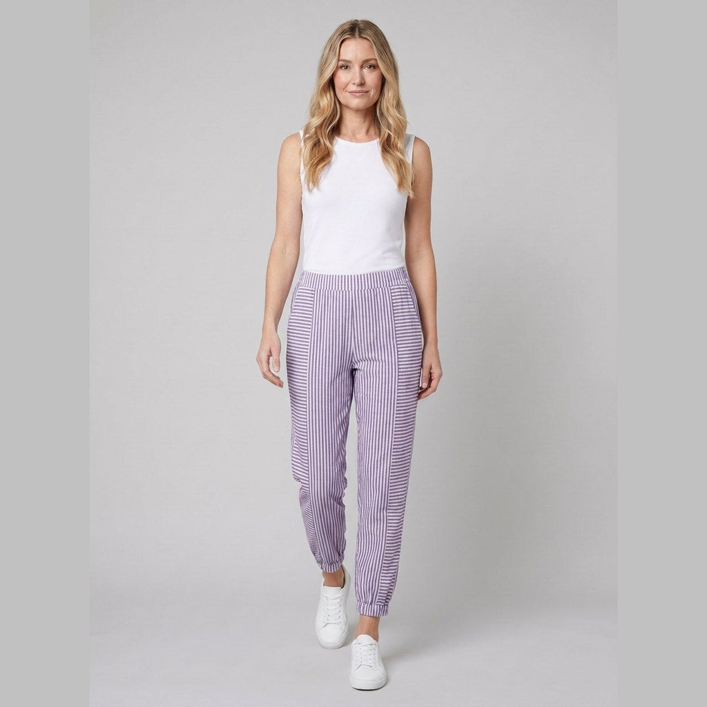Sole Striped Trousers Purple on model