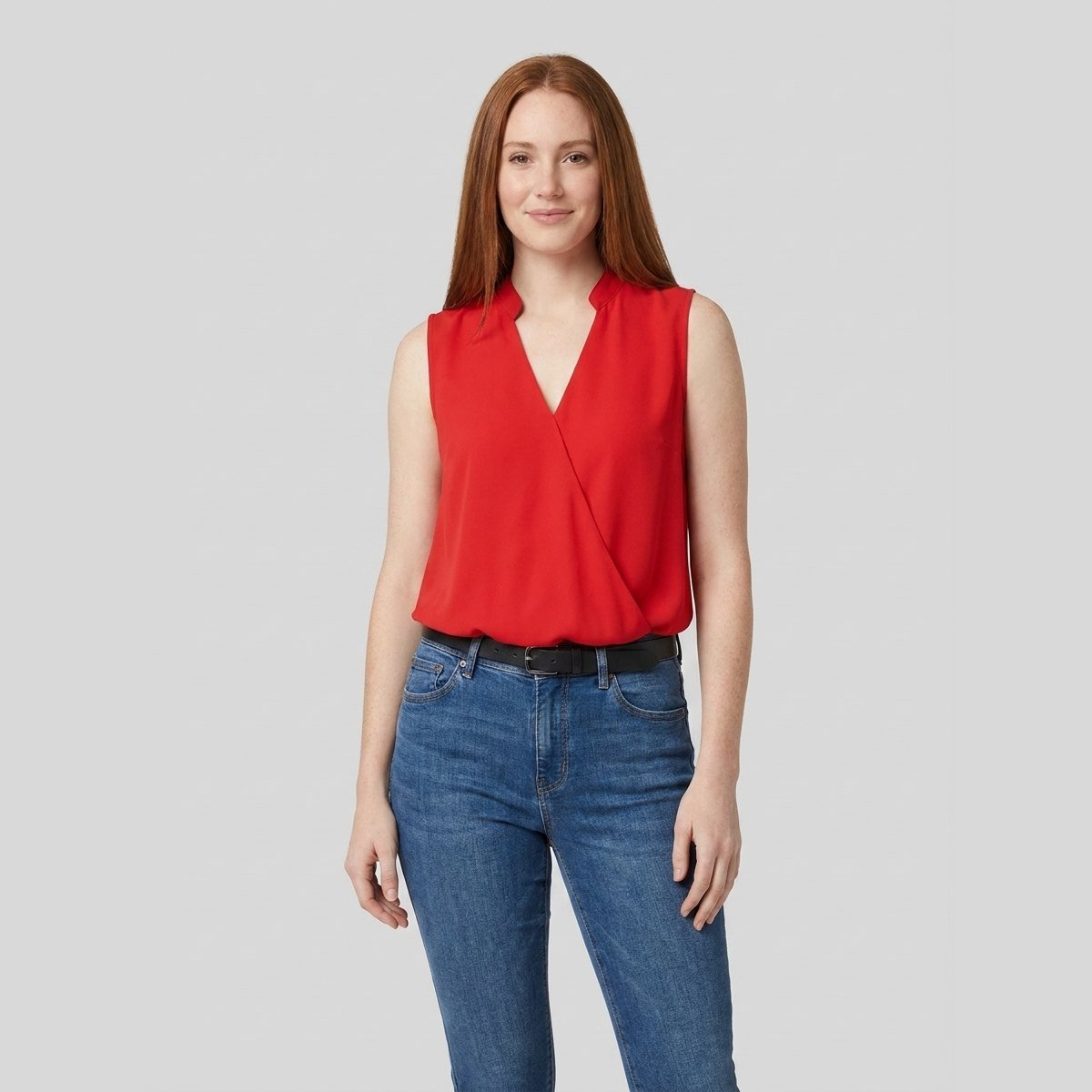 Soleil V-neck top red