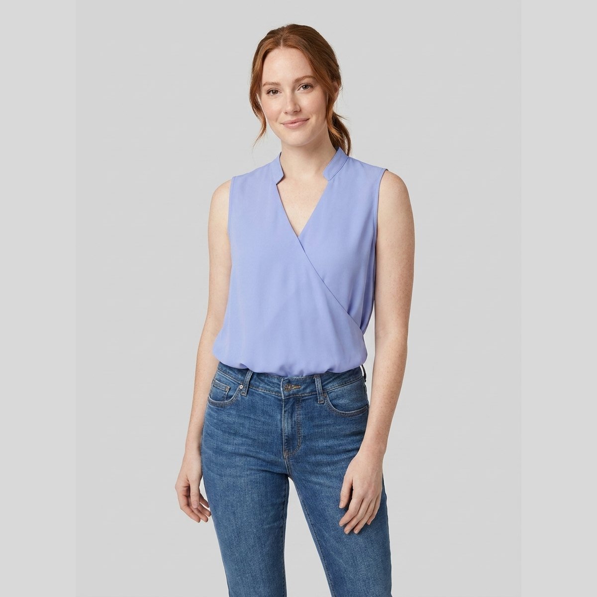 Soleil V-neck top sky blue