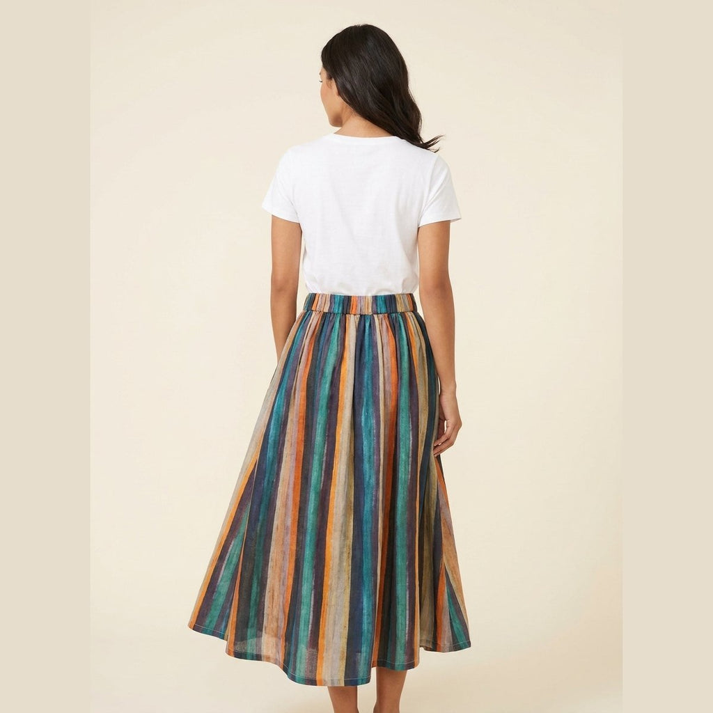 Sora striped A-line skirt back