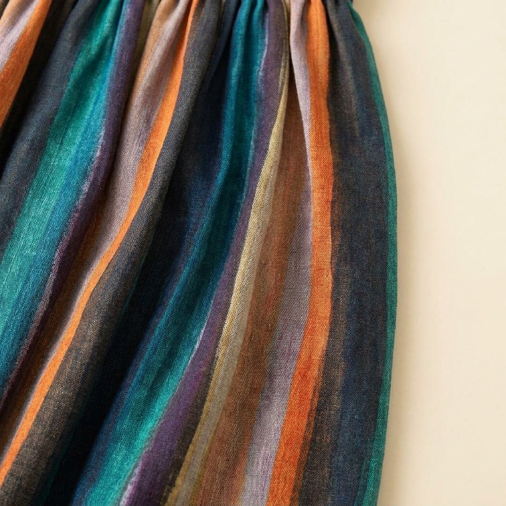Sora striped A-line skirt fabric detail
