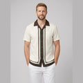 Tango cream camp collar shirt front on model