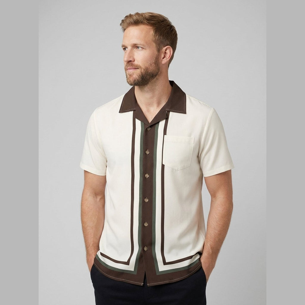 Tango cream camp collar shirt pose