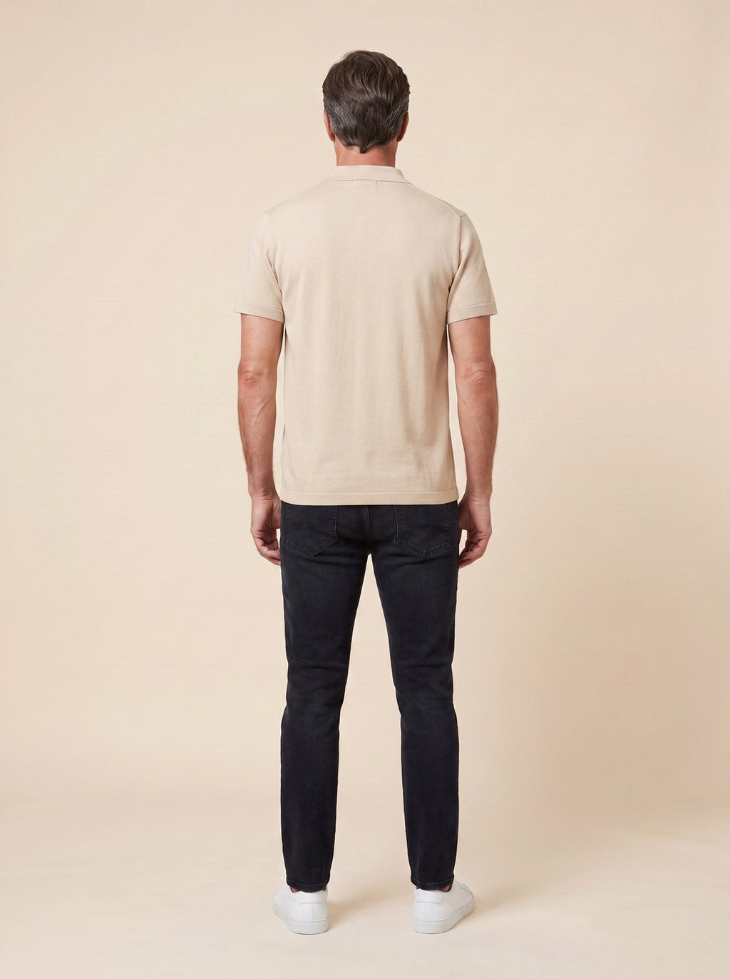Teddy retro shirt beige back view