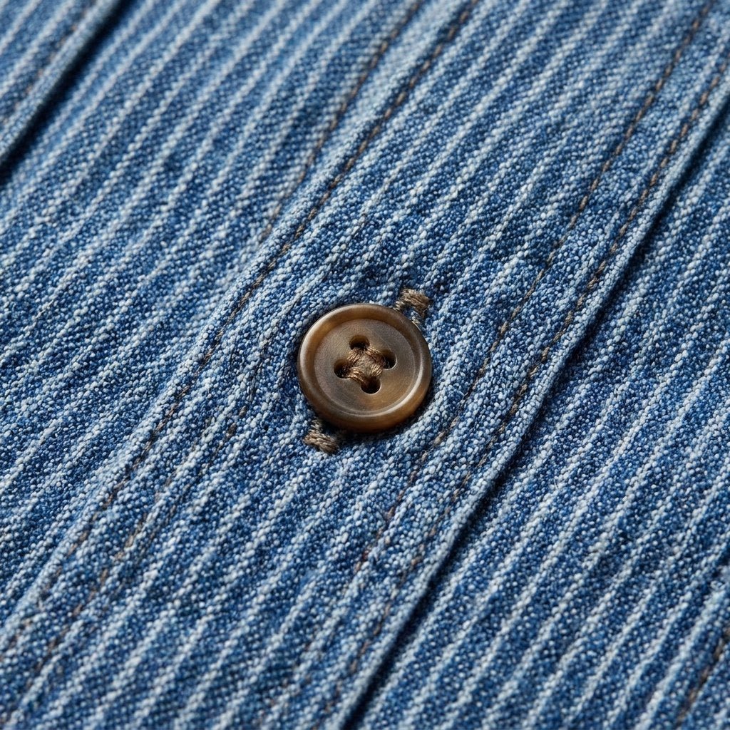 Theodore denim shirt fabric close-up